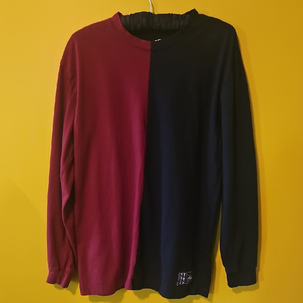 Hollister Men's Long Sleeve Shirt - Burgundy and Black